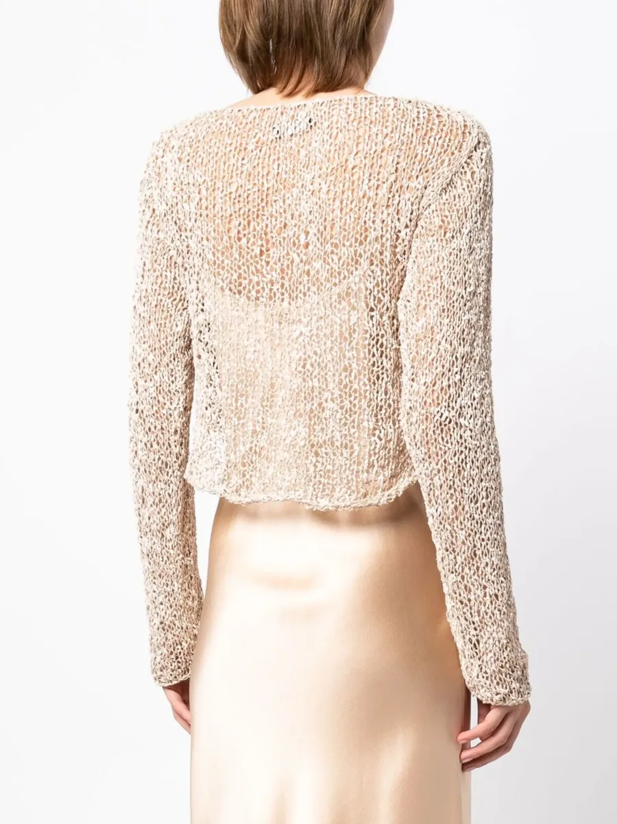 cropped loose-knit jumper 7
