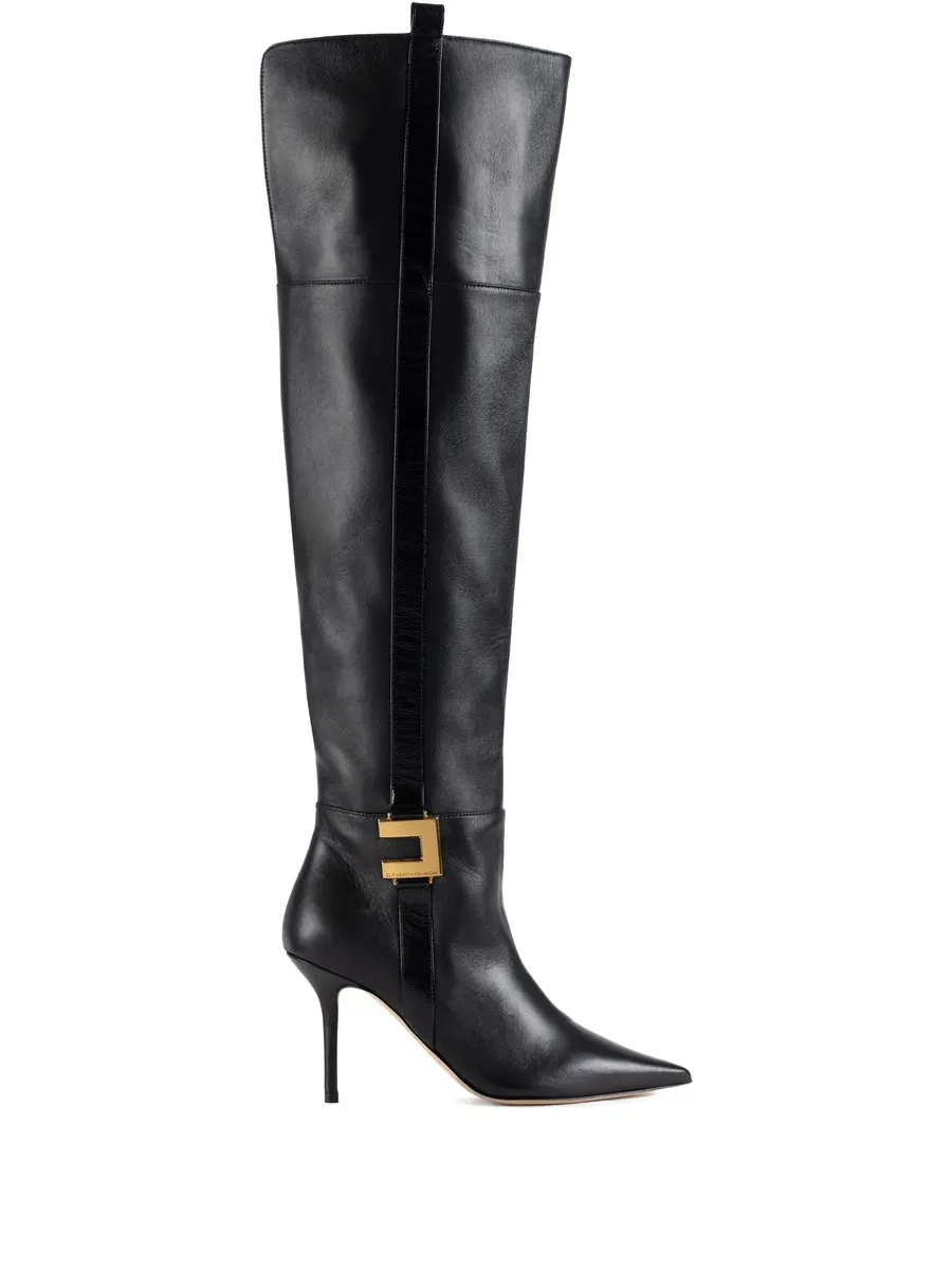 leather logo-plaque boots 1