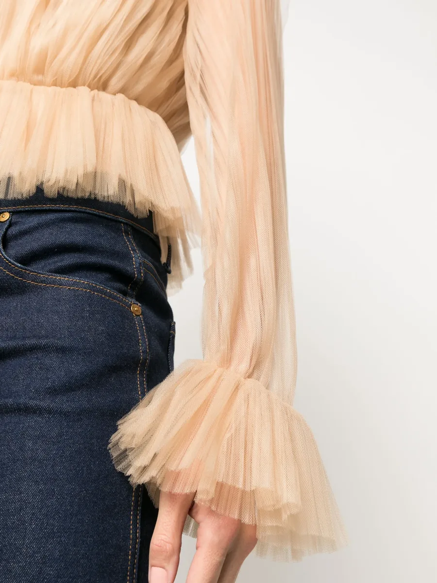 long-sleeve tulle blouse 9