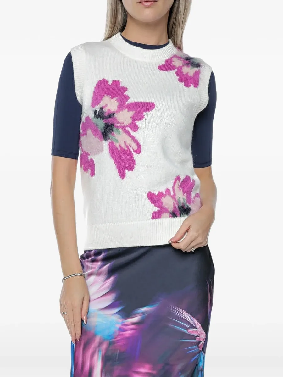 Selenha intarsia-knit floral top 1