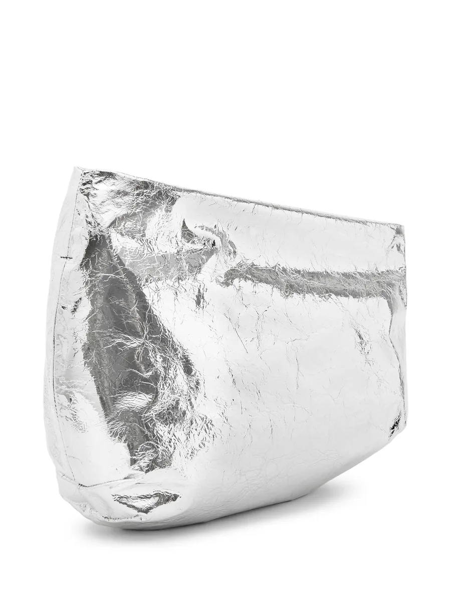 Fanta metallic-effect leather clutch bag 6
