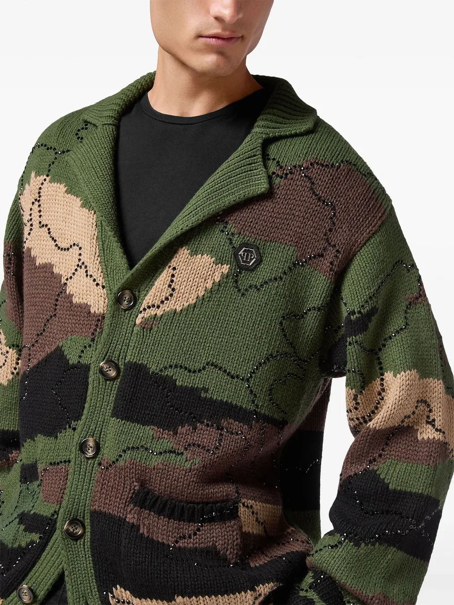 V-neck intarsia-knitted cardigan 10