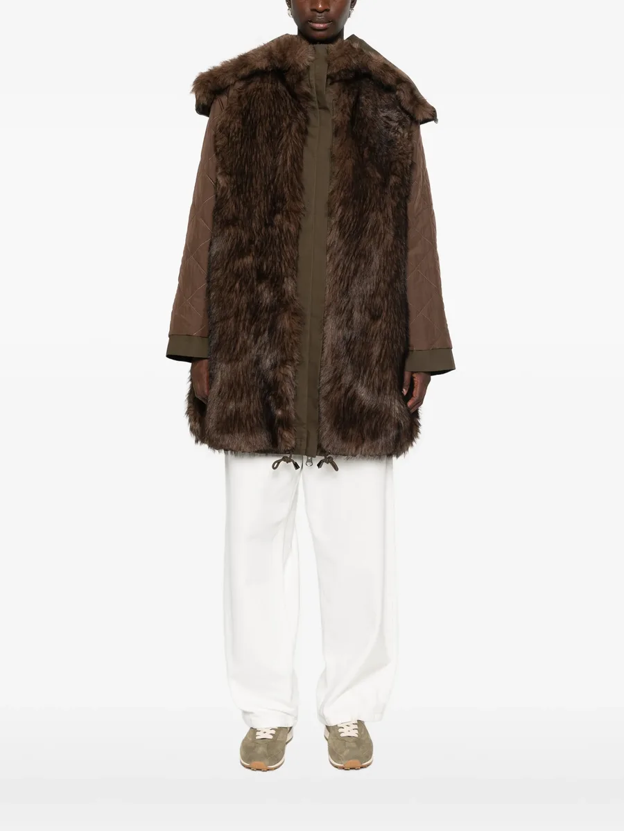 faux-fur trim drawstring coat 6