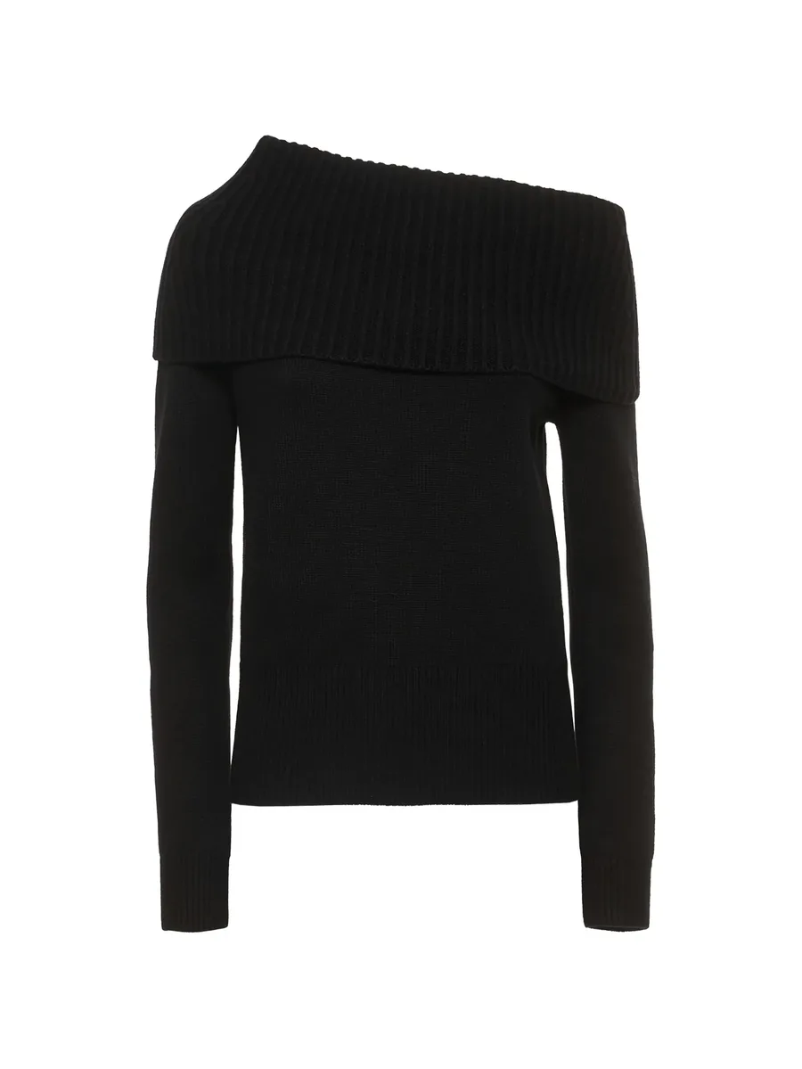 asymmetric-neckline cashmere sweater 1