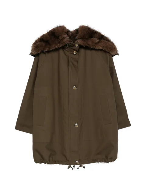 faux-fur trim drawstring coat
