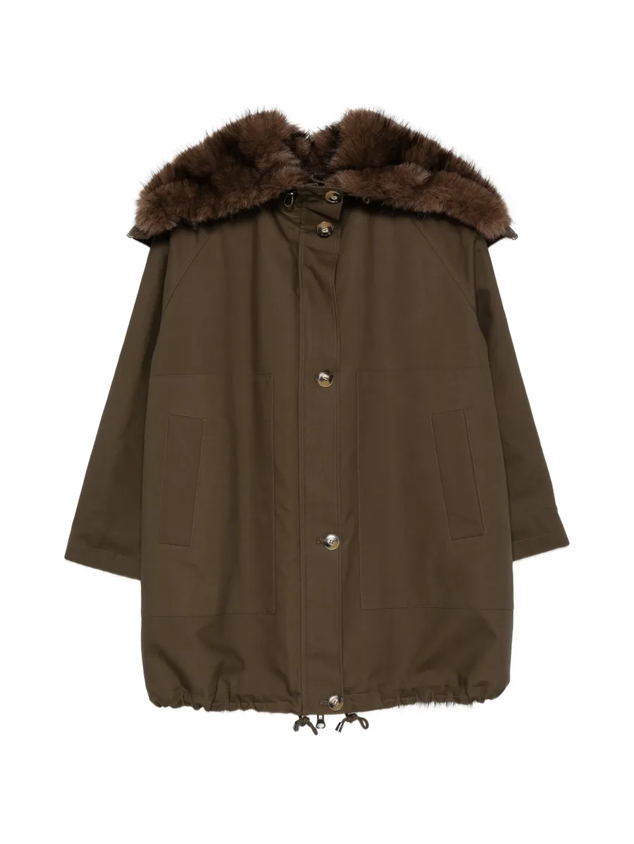 faux-fur trim drawstring coat 1