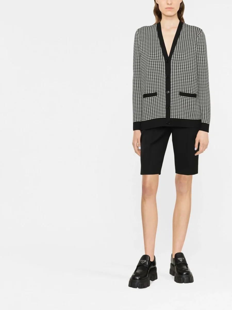 houndstooth single-breasted cardigan 3