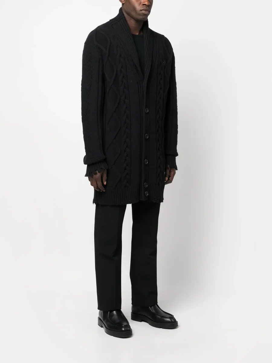 cable-knit distressed-finish cardigan 5