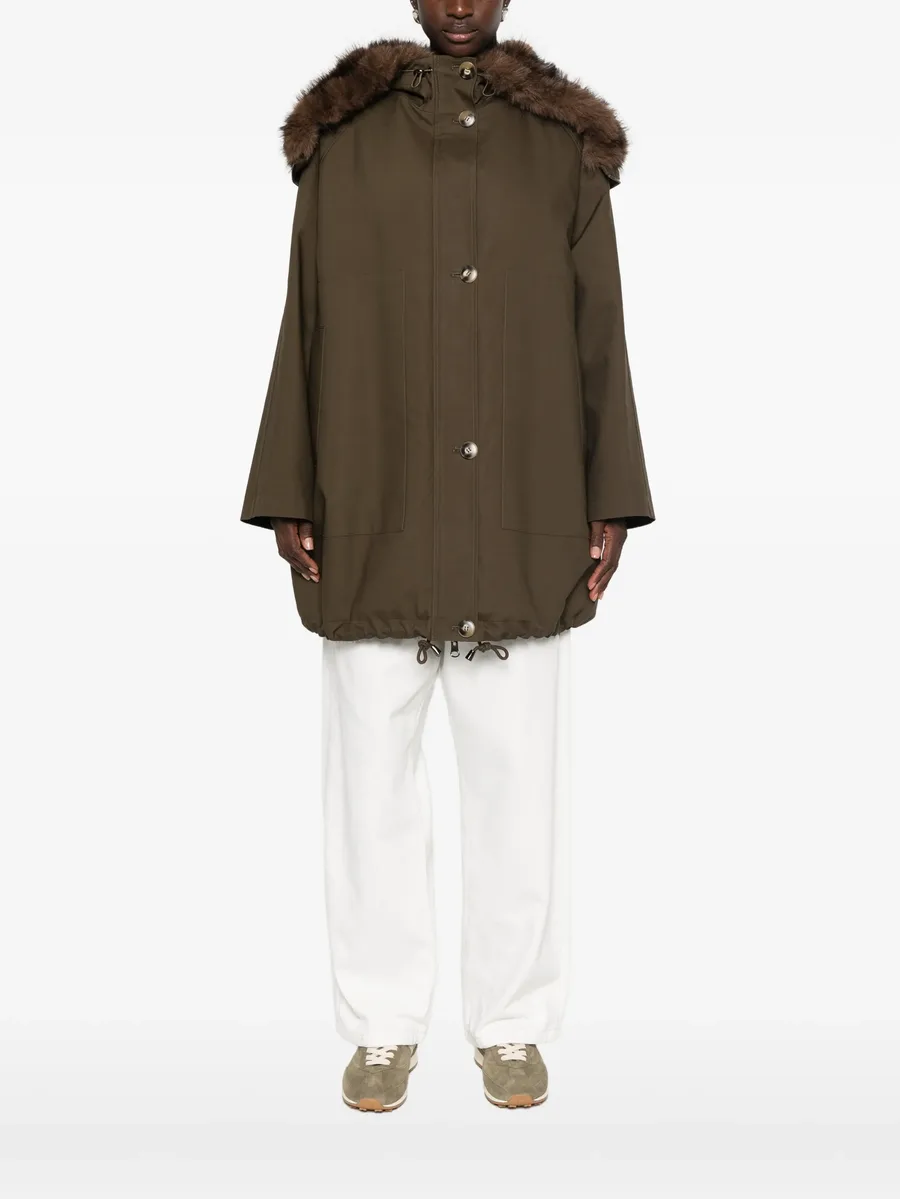 faux-fur trim drawstring coat 3