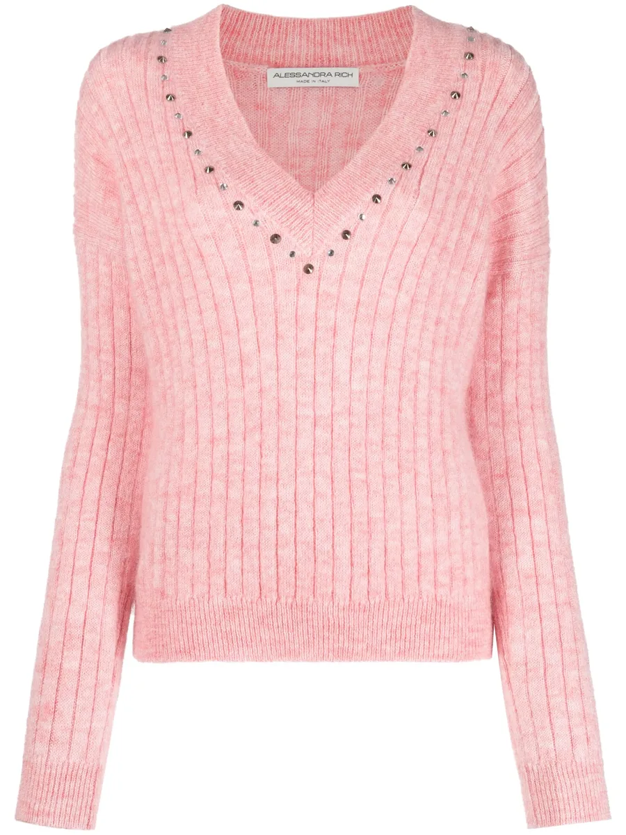 stud-embellished ribbed jumper 2