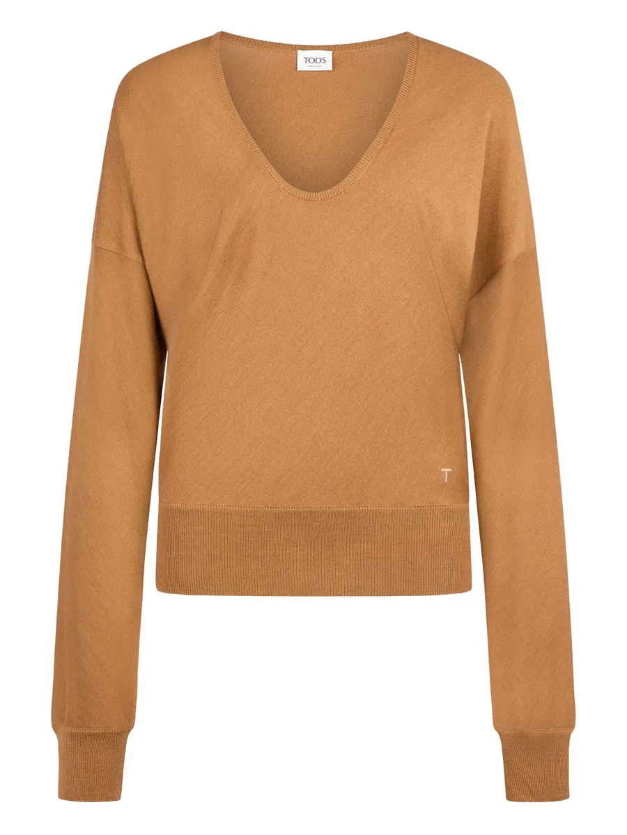 V-neck wool-silk blend sweater 1