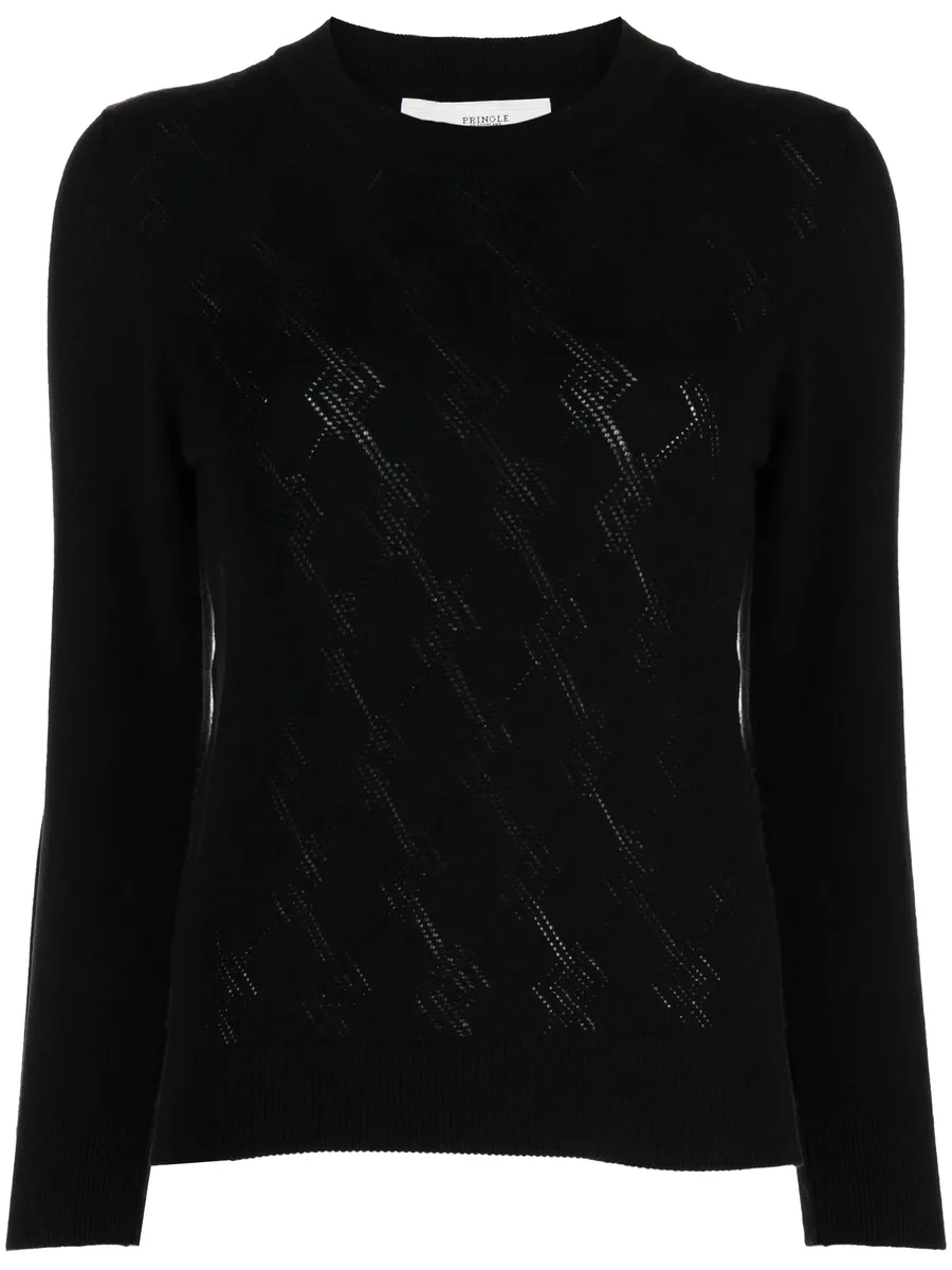pointelle-argyle knit cashmere jumper 1