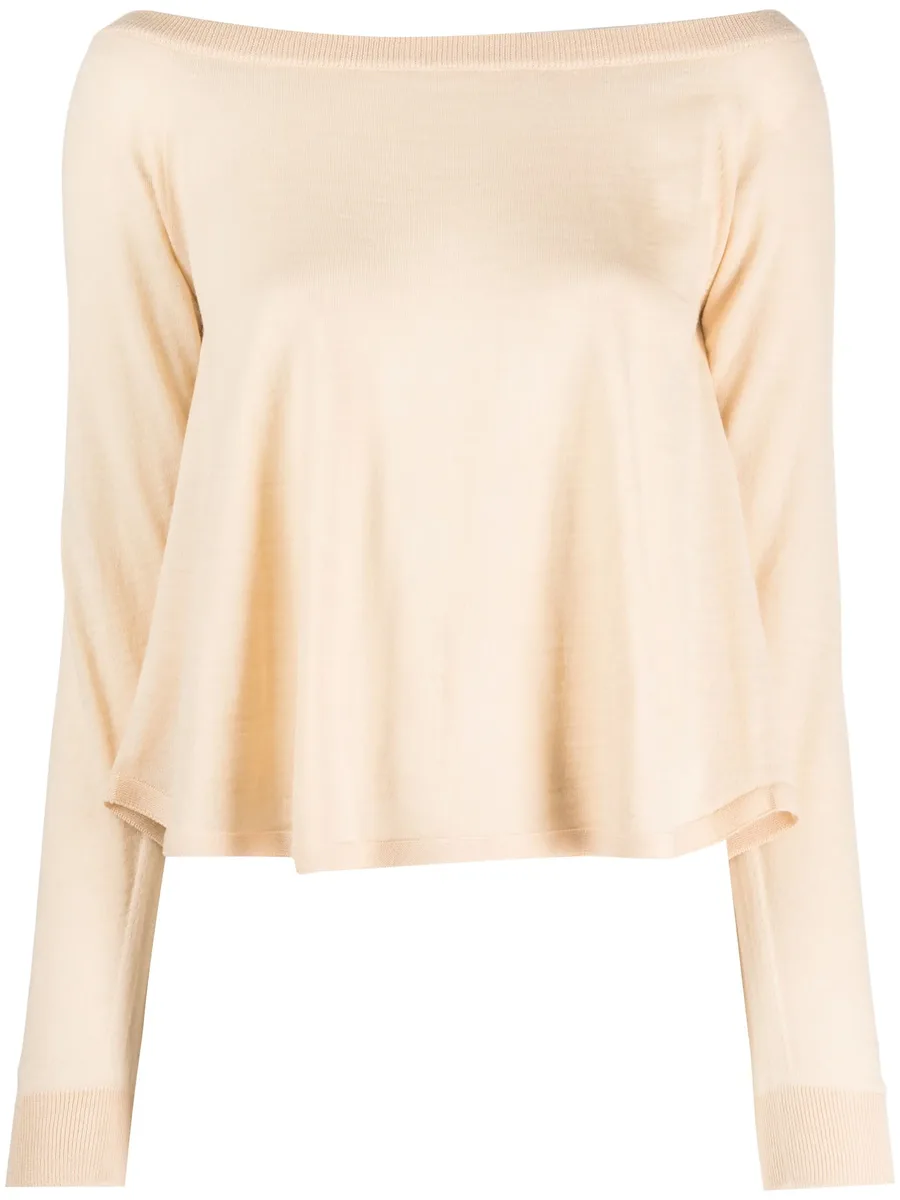 Bardot-neckline virgin wool jumper 1
