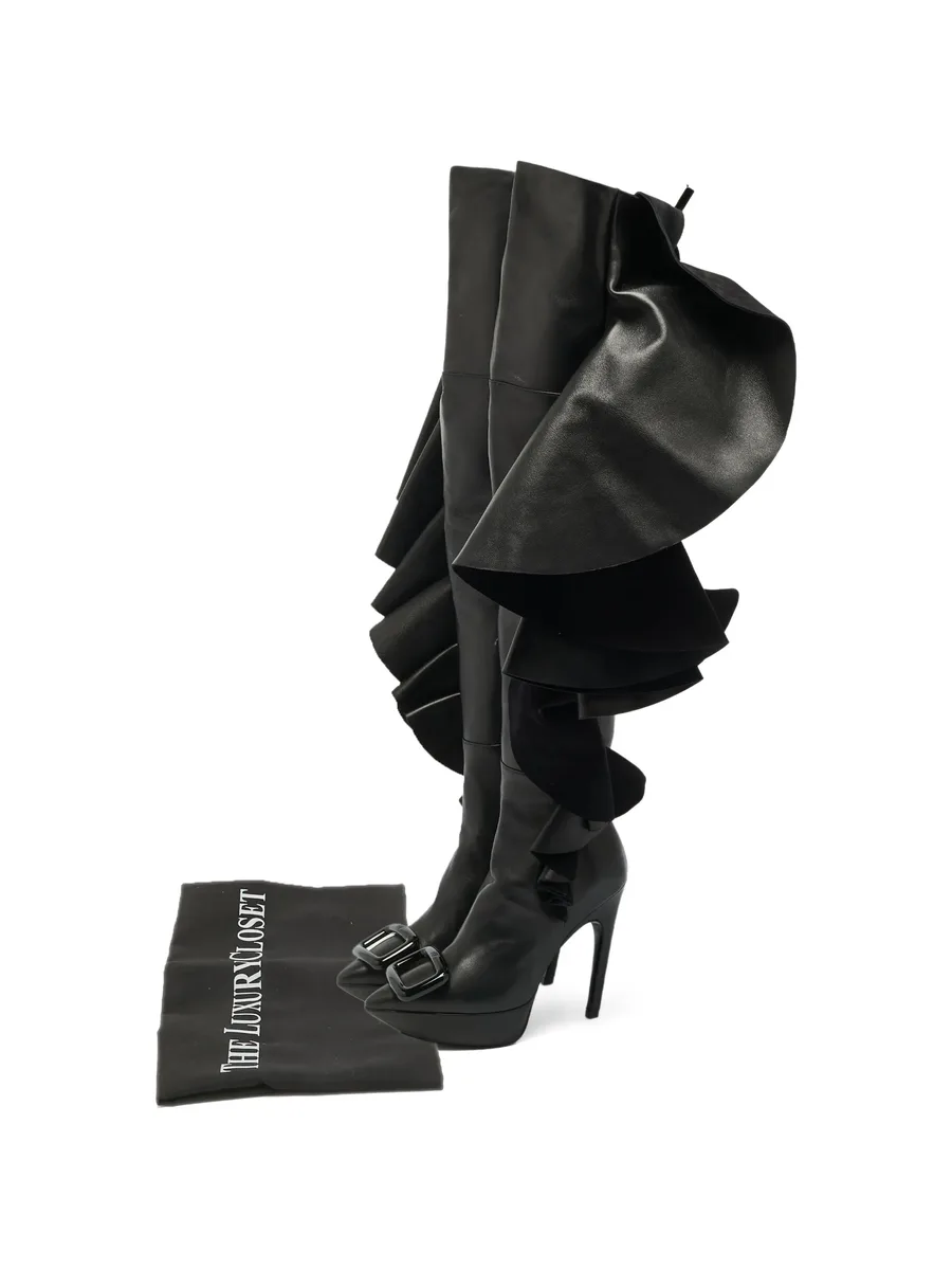 Viv ruffled leather boots 9