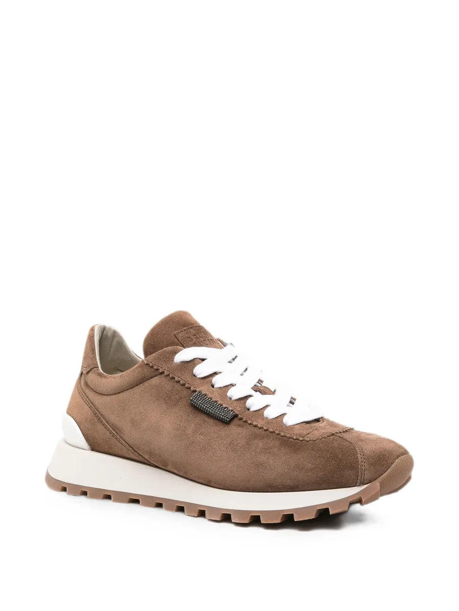 Monili-embellished suede sneakers 3