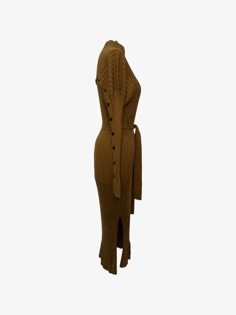 ribbed-knit belted dress 1