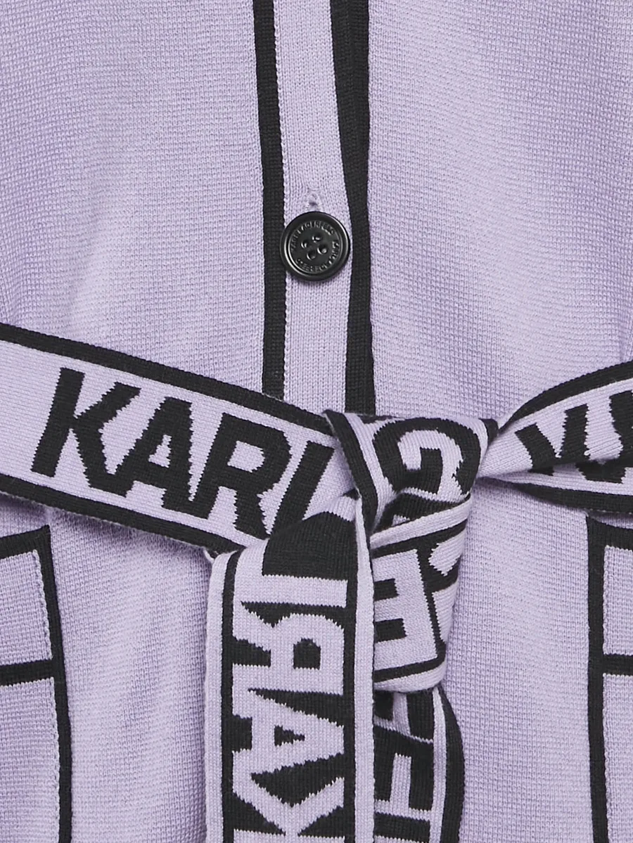logo-print belted cardigan 6