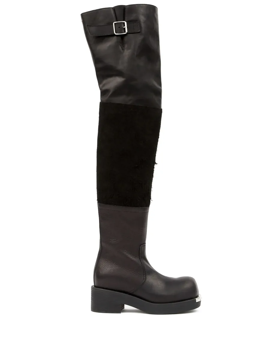 panelled buckled leather boots 2