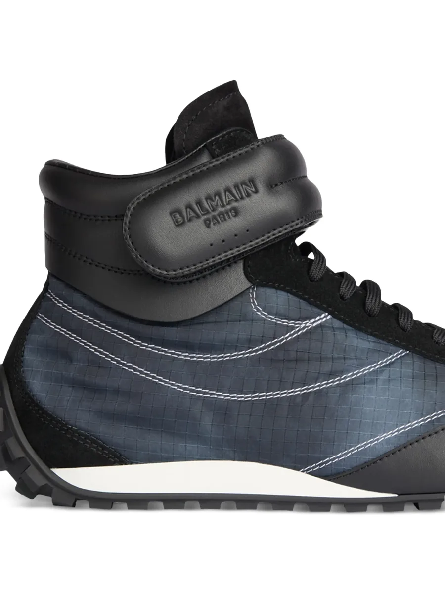 Racing mid-top trainers in nylon and leather 9