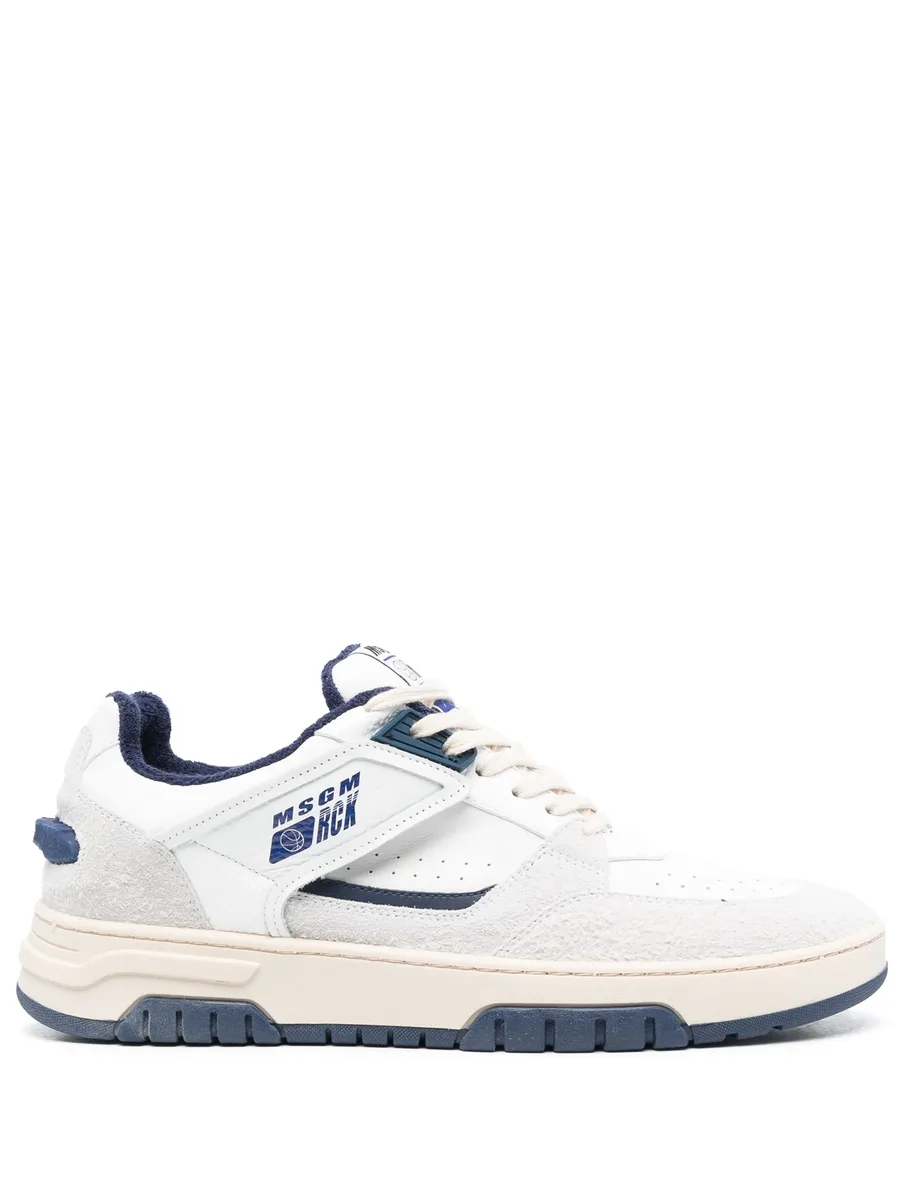 colour-block panelled leather sneakers 1