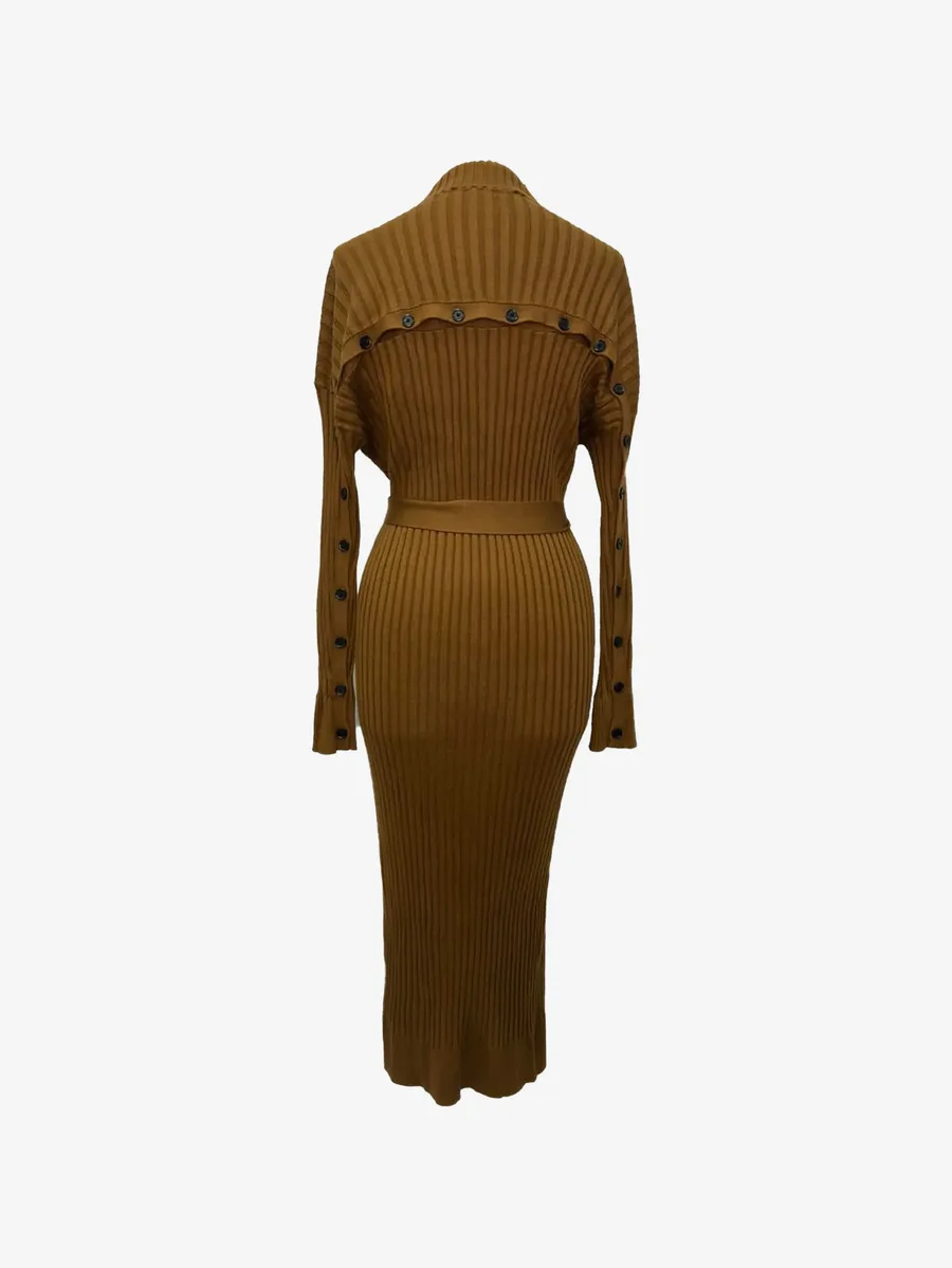ribbed-knit belted dress 3