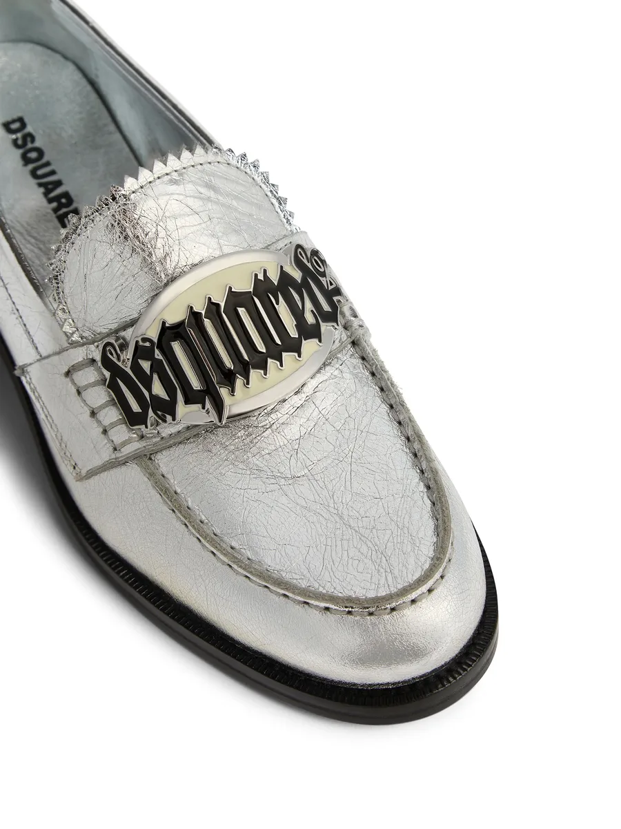 Gothic metallic-finish leather loafers 10