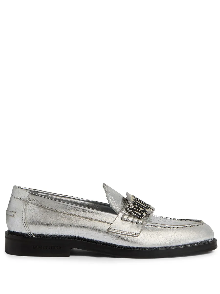 Gothic metallic-finish leather loafers 1