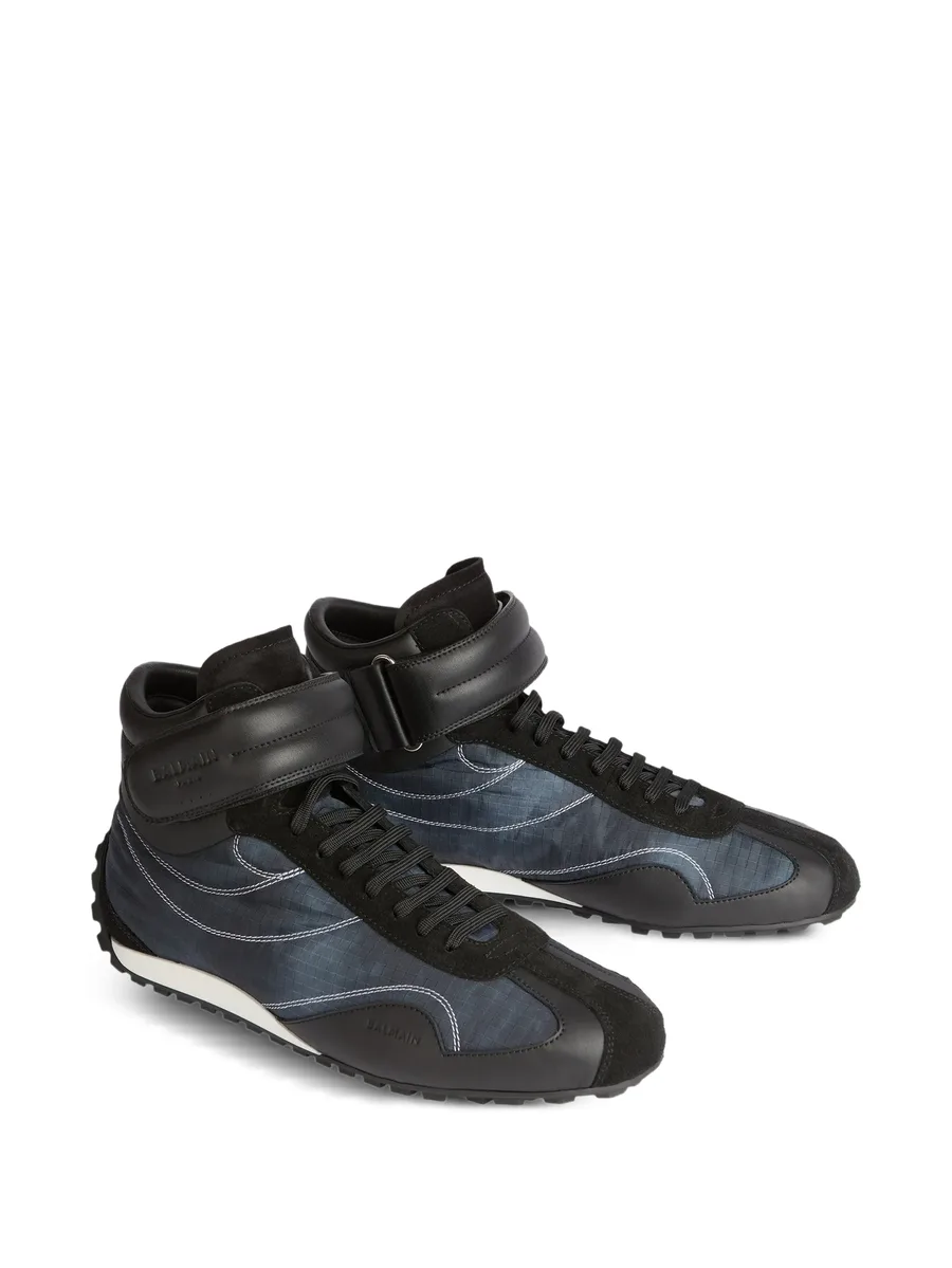 Racing mid-top trainers in nylon and leather 4