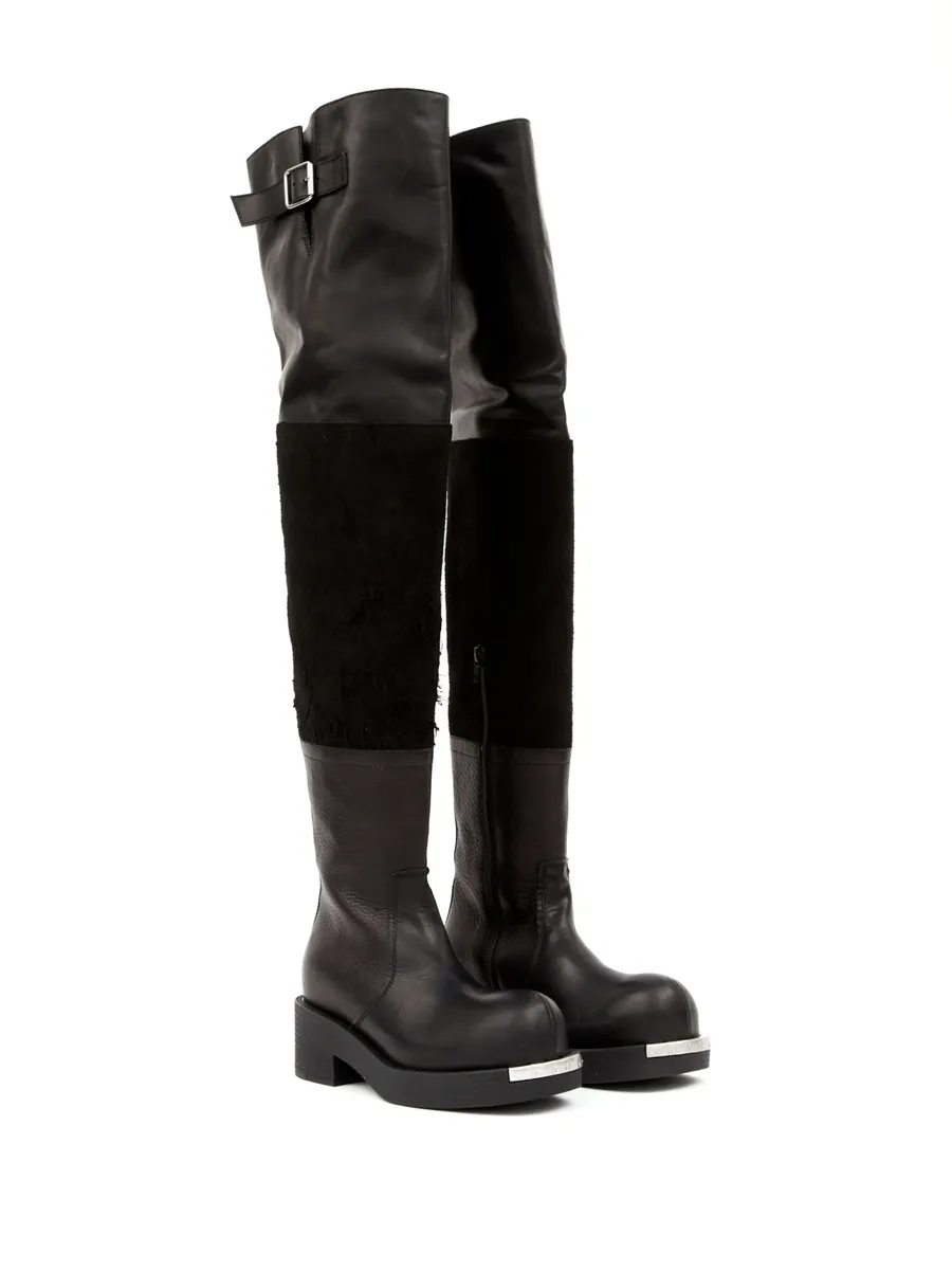 panelled buckled leather boots 4