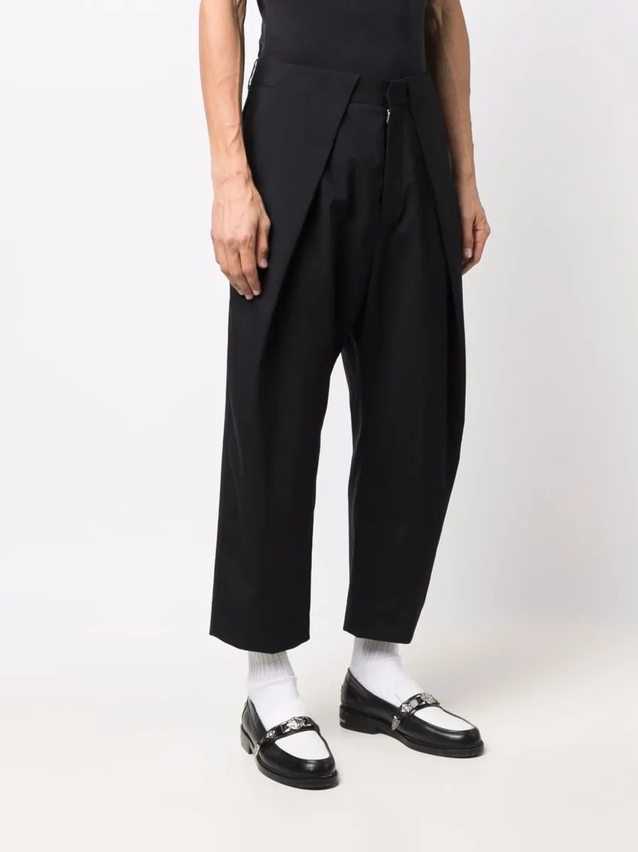 draped straight-leg cropped trousers 6