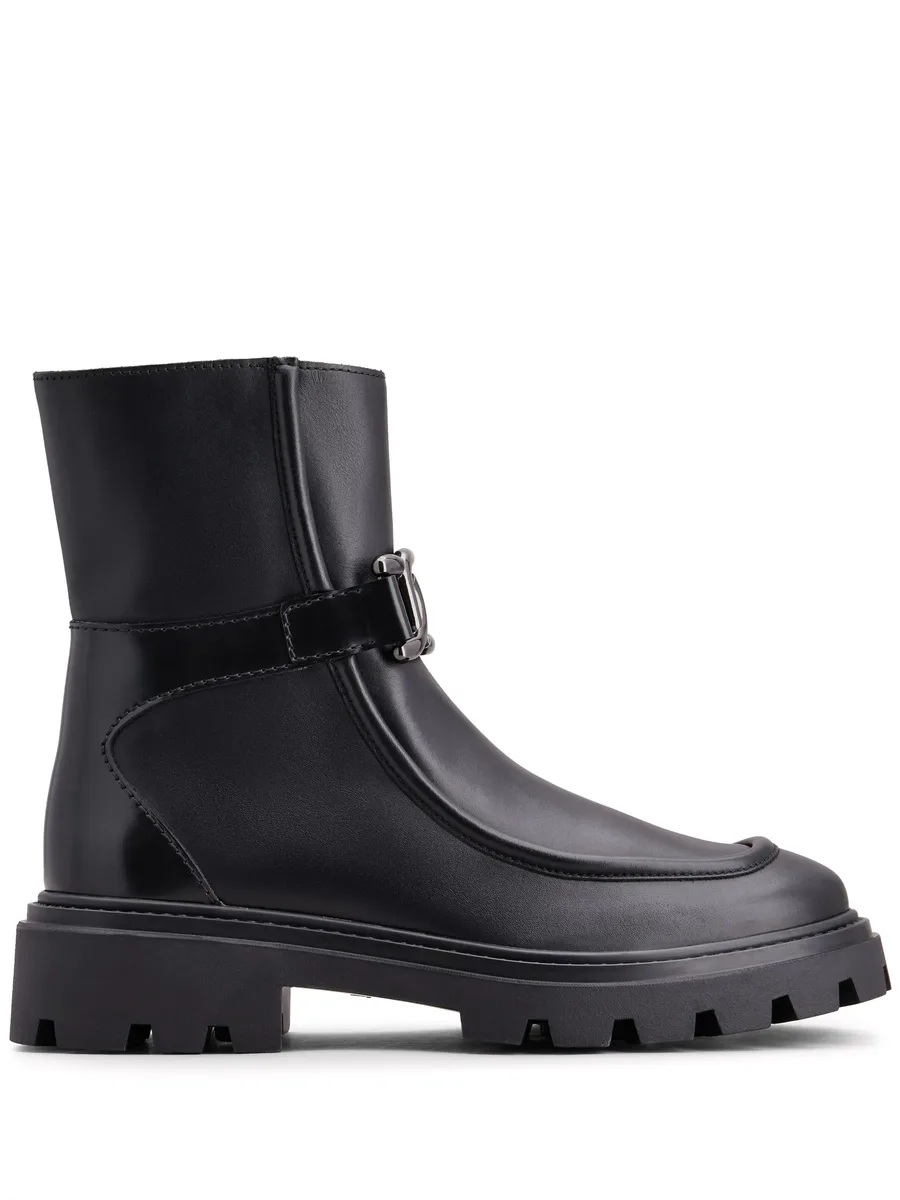 logo-engraved zipped leather boots 1
