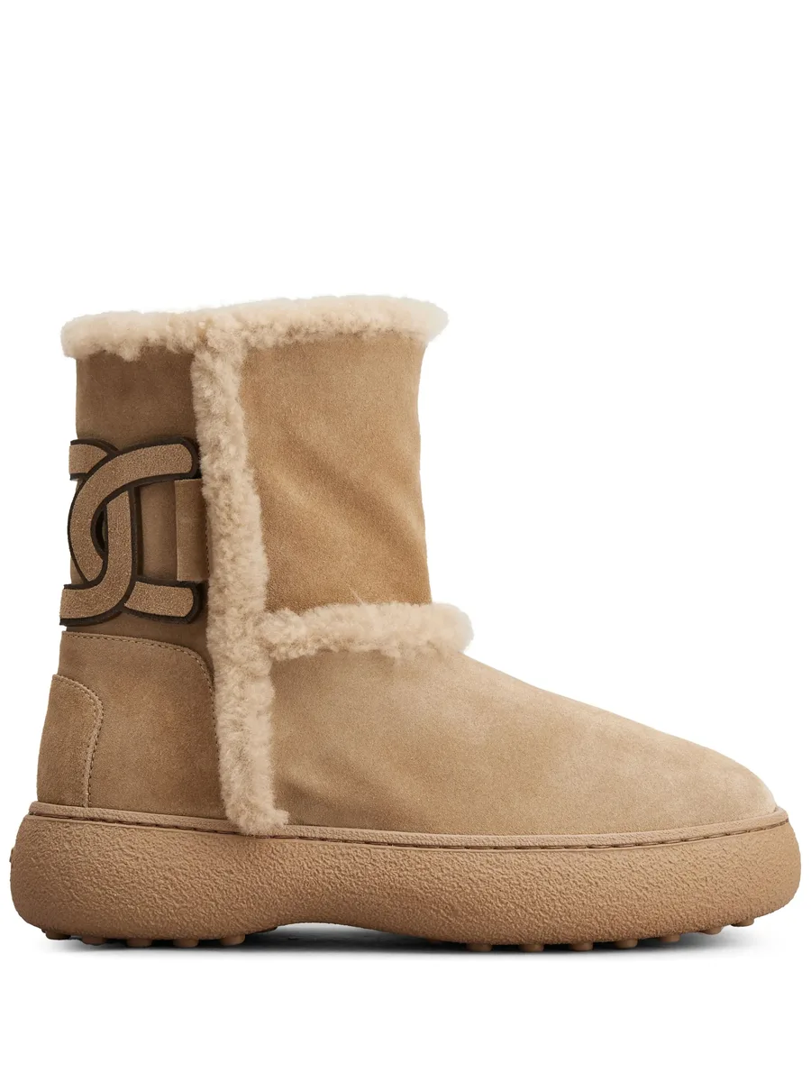 logo-patch suede boots 1