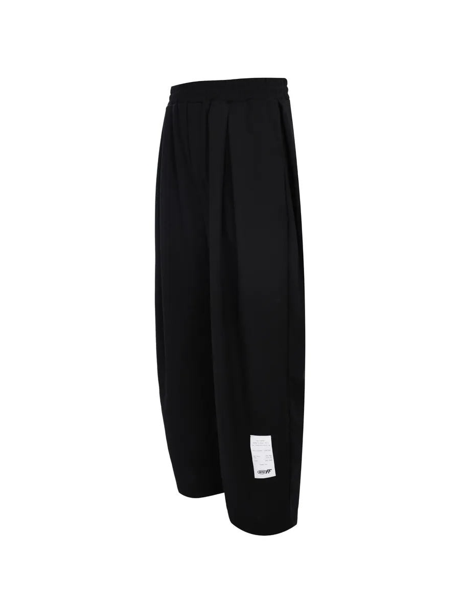 Rip-off pleated logo-patch trousers 5