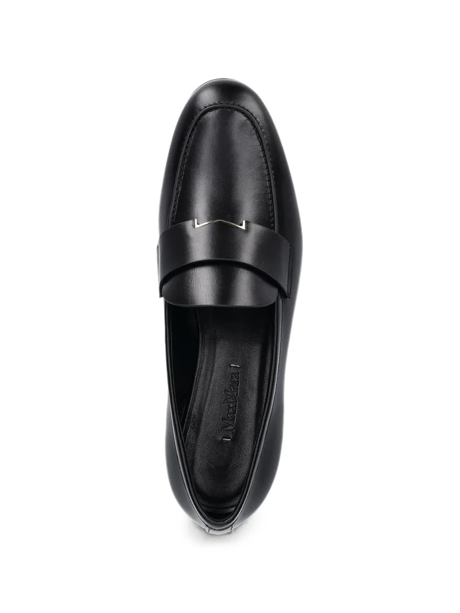 logo-plaque leather loafers 5