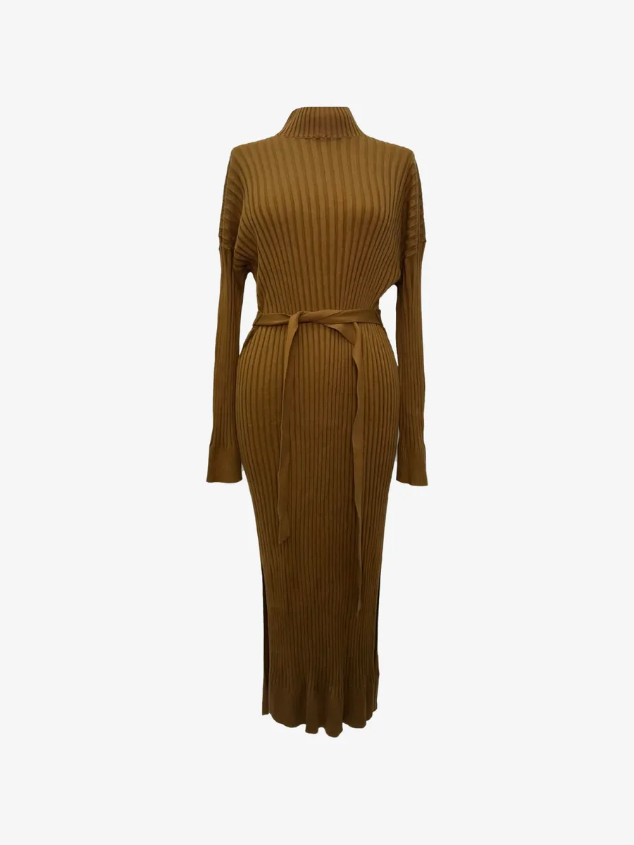 ribbed-knit belted dress 2