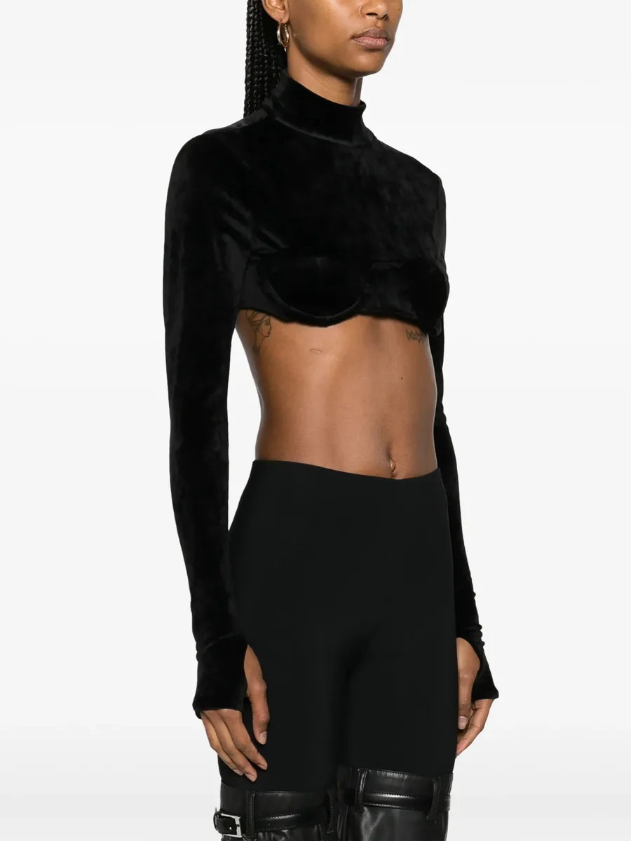 velvet-finish high-neck top 3