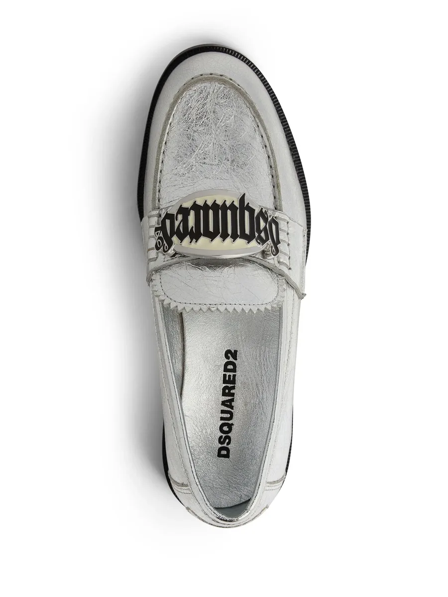 Gothic metallic-finish leather loafers 7