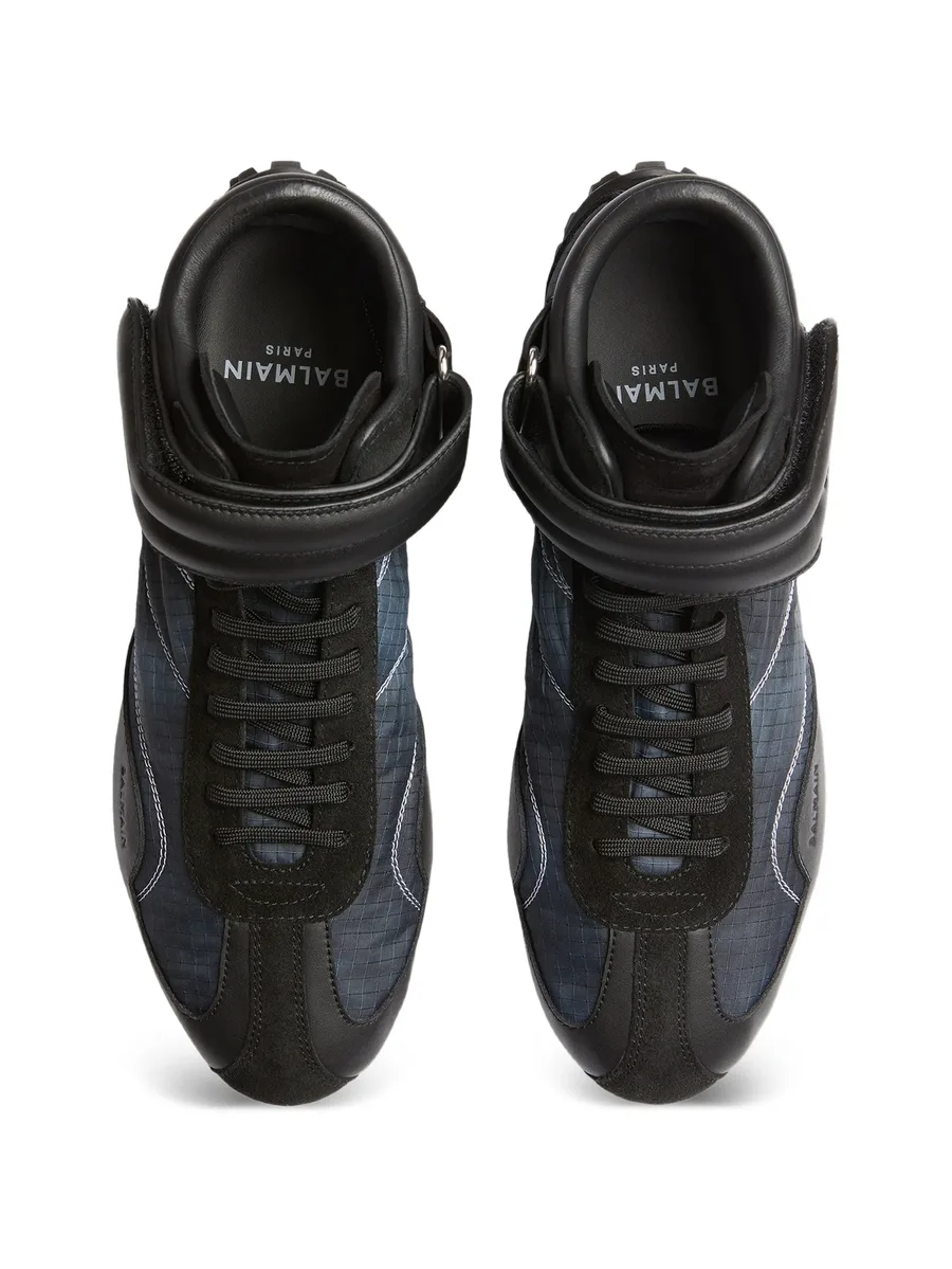 Racing mid-top trainers in nylon and leather 7