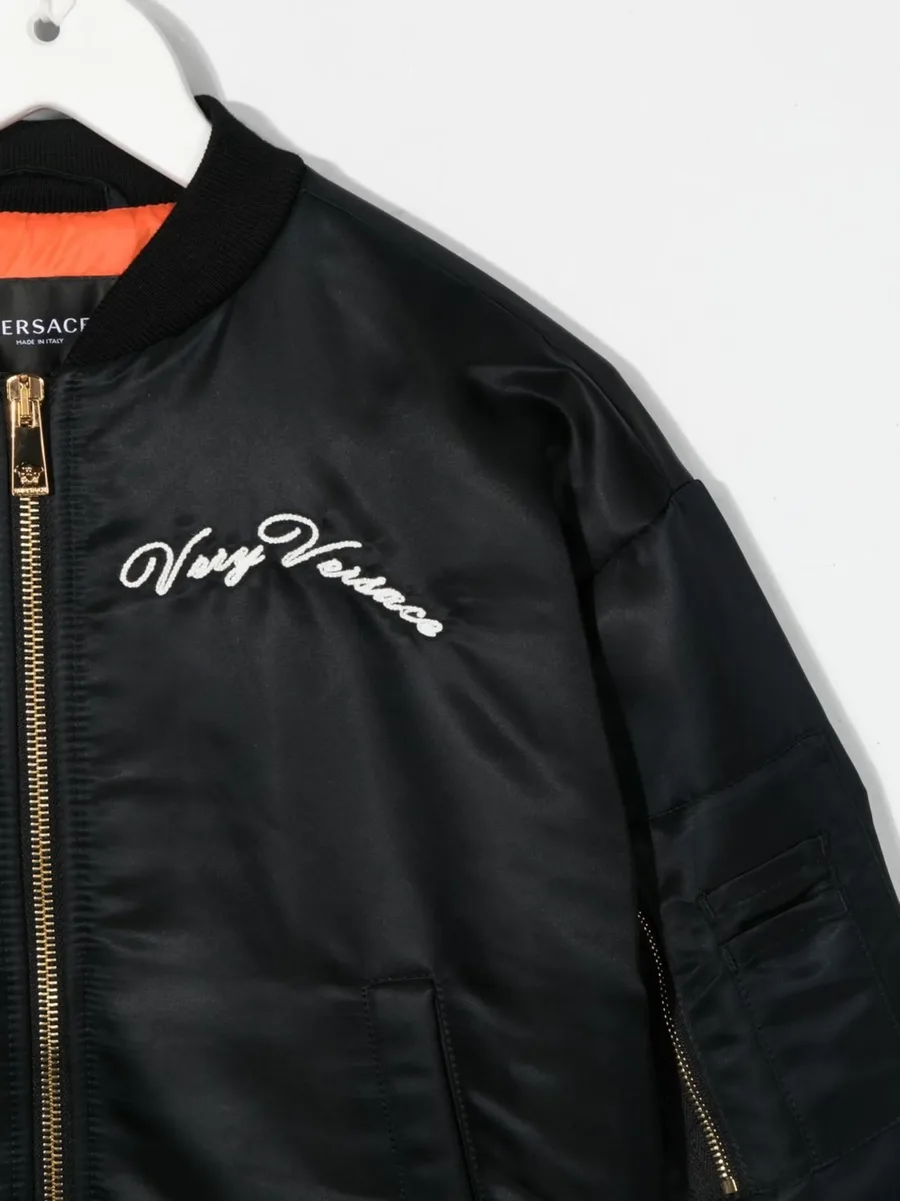 embroidered-logo zip-up bomber jacket 6