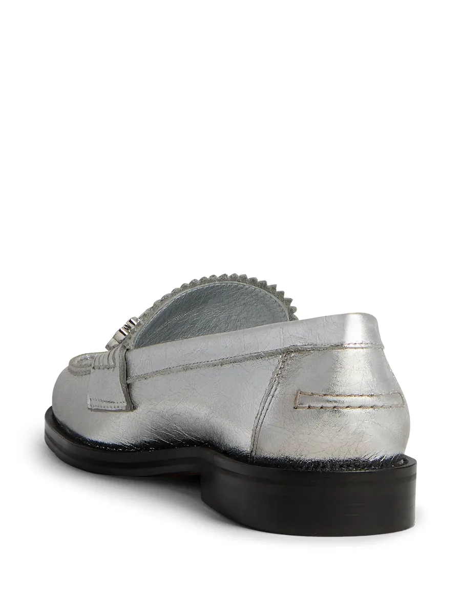 Gothic metallic-finish leather loafers 6