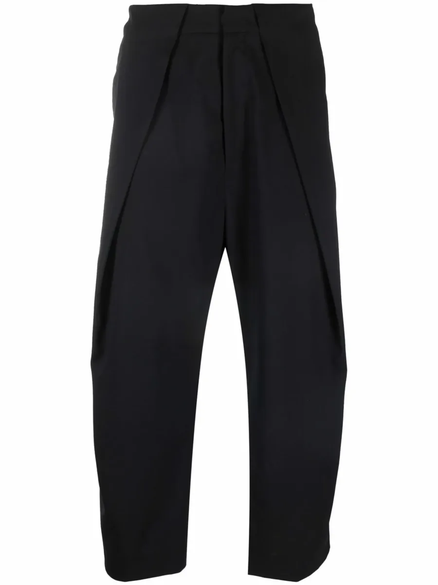 draped straight-leg cropped trousers 1