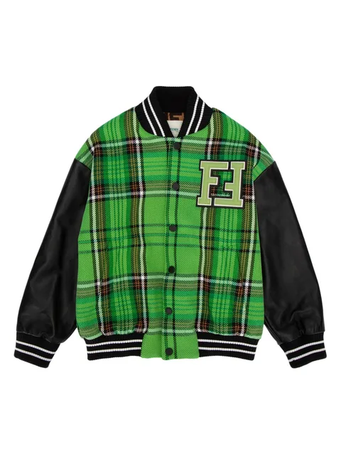 Checked pattern bomber jacket
