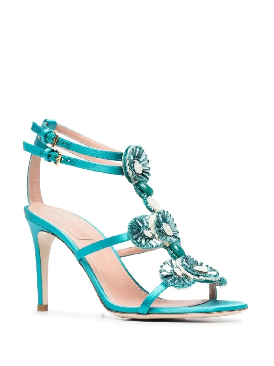 metallic floral-bead sandals 3