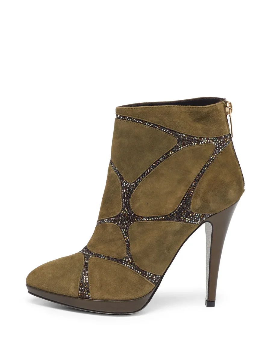 crystal-embellished suede ankle boots 1