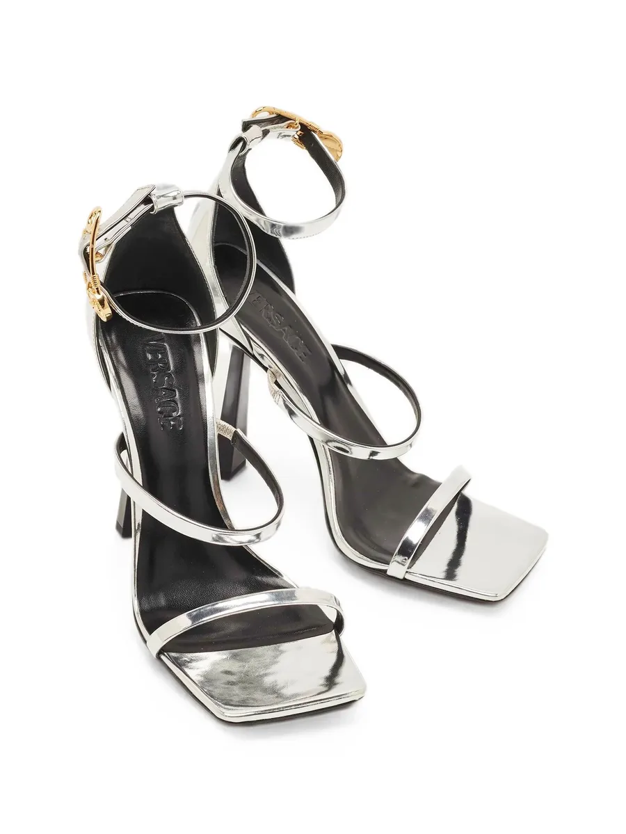 Safety Pin leather heeled sandals 10