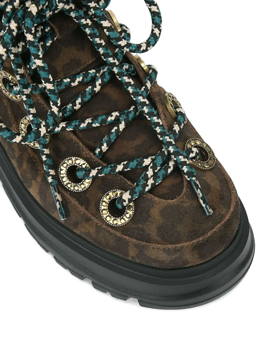 Kensington crystal-embellished leopard boots 10
