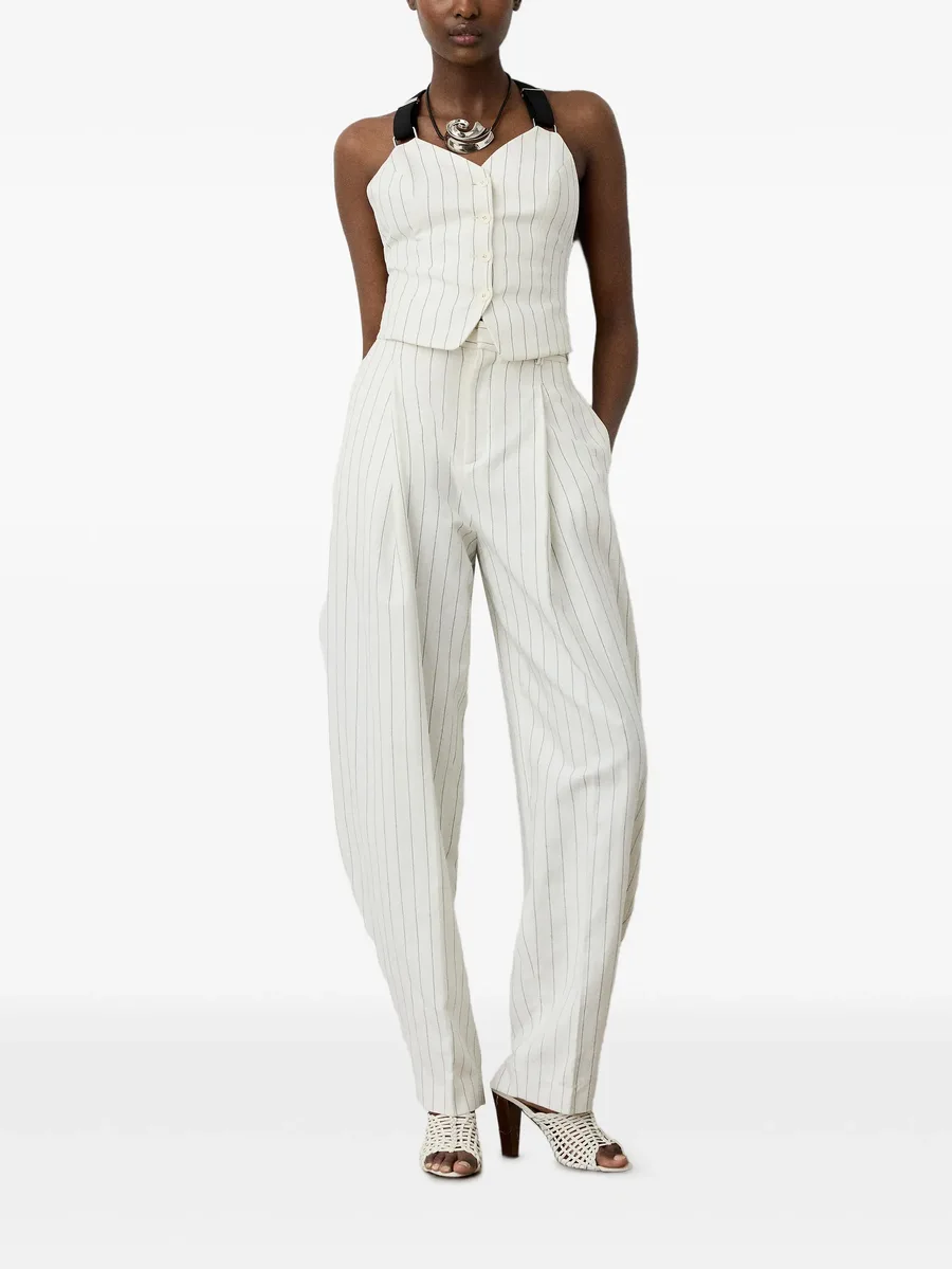 Donella striped suspender bustier top 3