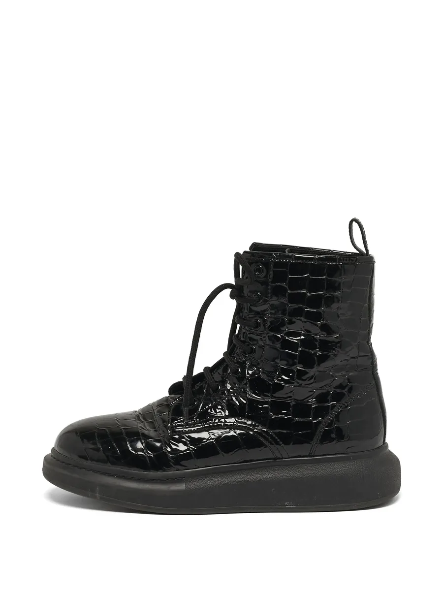 Oversized croc-embossed boots 1