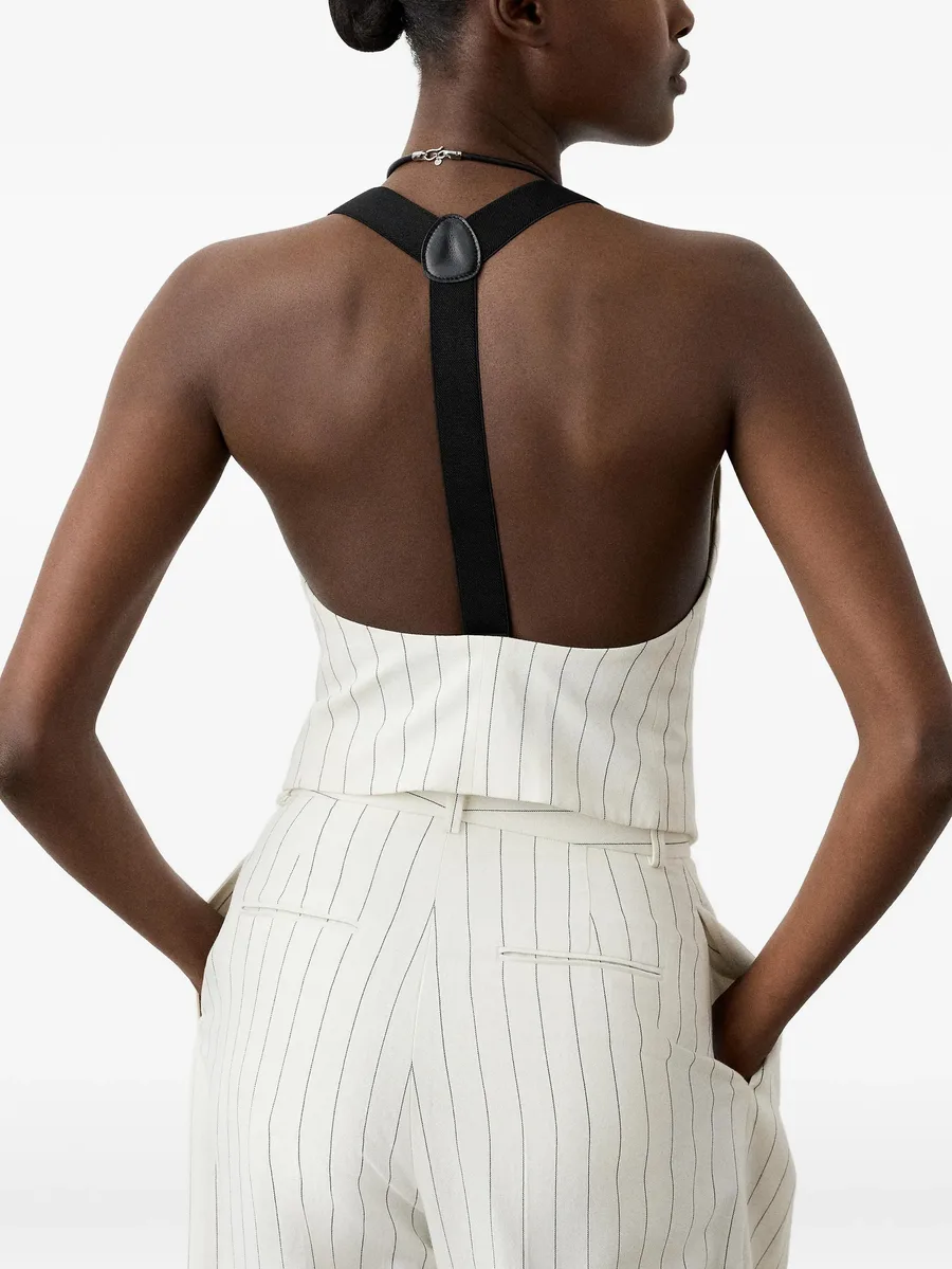 Donella striped suspender bustier top 7