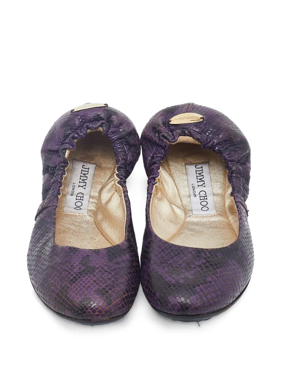 python-embossed leather ballet flats 6